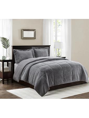 MAISON LUXE - Celestial Faux Fur Comforter Set CHARCOAL