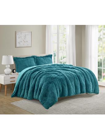 MAISON LUXE - Florence Shaggy Fur Comforter TEAL
