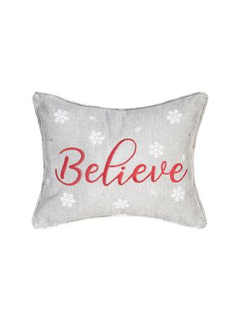 C&F HOME - Believe Embroidered Decorative Pillow GREY