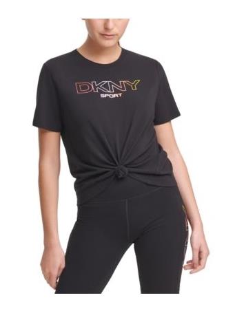 DKNY- Sport Ombre Logo Knotted T-Shirt BLACK