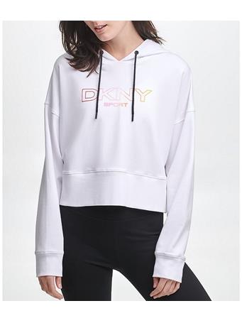 DKNY- Sport Ombre Logo Cropped Hoodie WHITE