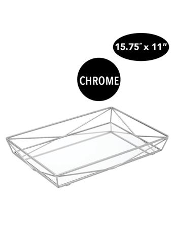 HOME DETAILS - Large Geometric Mirrored Vanity Tray CHROME