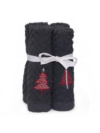 SAFDIE - Christmas 4 Pack Embroidered Wash Cloth Set CHARCOAL