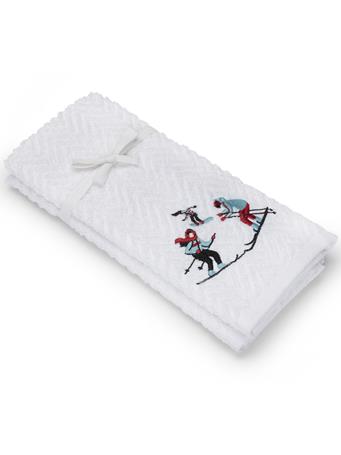 SAFDIE - Christmas 2 Pack Embroidered Hand Towel Set WHITE