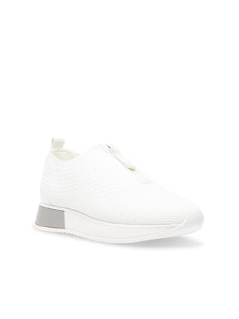 ANNE KLEIN - Terri Zip Front Knit Sneakers WHITE