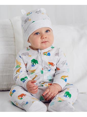 LITTLE ME- Bright Safari Footed One-Piece And Hat NOVELTY