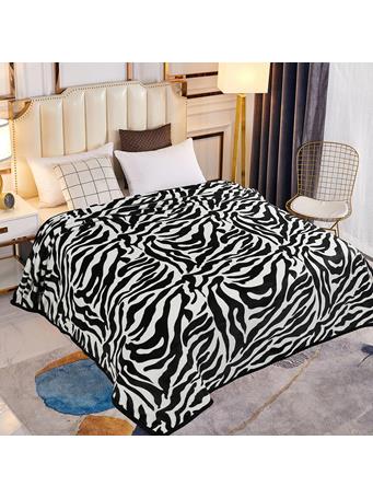 SIGNATURE DESIGN - Zebra Plush Fleece Blanket ZEBRA