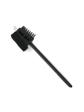 NORPRO - Long Heavy Duty Nylon Grill Brush With Scraper and Scour Pad BLACK