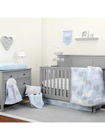 NOJO - Dreamer Elephant Blue, Grey 8 Piece Nursery Crib Bedding Set BLUE GREY