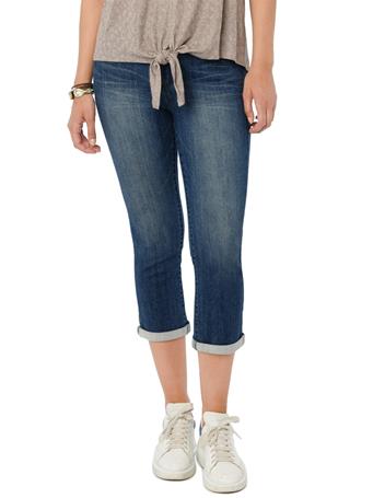 DEMOCRACY - Modern "Ab"solution High Rise Crop Jeans Embroidered Pocket MID BLUE