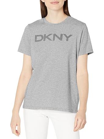 DKNY - Striped Logo Short Sleeve Tee PEARL GREY HEATHER