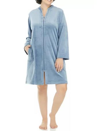MISS ELAINE - Short Luxe Full Zip Fleece Gown 454 BLUE