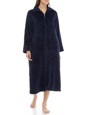 MISS ELAINE - Sculptured Fleece Long Full-Zip Gown 402 MIDNIGHT