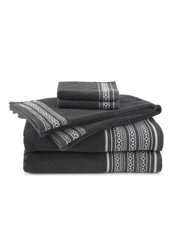 MARTEX -  Ottoman Baris Jacquard Bordered Black Towel Collection BLACK