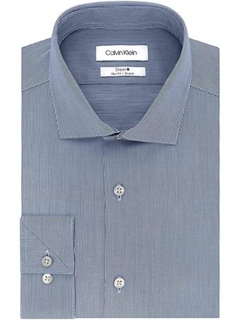 CALVIN KLEIN - Mens Non-Iron Stretch Button Up Dress Shirt 416 SMOKEY BLUE