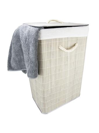   HOME BASICS -  Rectangular Bamboo Hamper, Grey NO COLOR