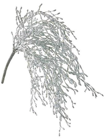 ALL STATE FLORAL - 14.5" Glittered Plastic Twig Hanging SILVER