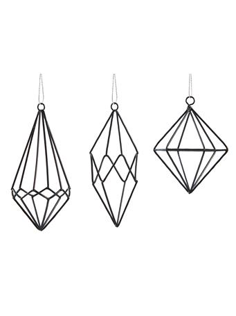 ALL STATE FLORAL - Wire Diamond?Ornament BLACK