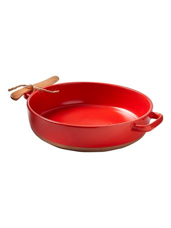 TAG - Red Stoneware Brie Baker   Spreader RED