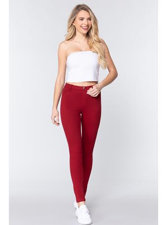 ACTIVE BASIC - Knit Twill Jeggings BRICK RED
