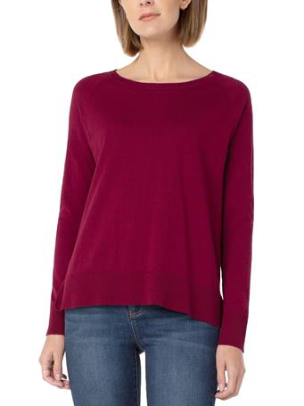 LIVERPOOL JEANS - Raglan Sweater With Side Slits MULBERRY WINE