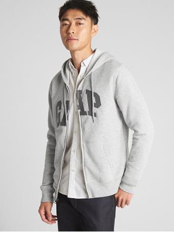 GAP - Fleece Logo Zip Hoodie LIGHT HEATHER GREY
