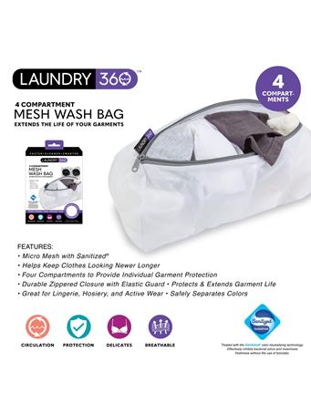LAUDRY 360 - 4 Compartment Mesh Wash Bag WHITE