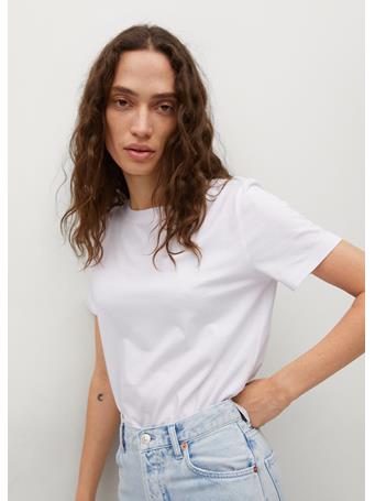 MANGO - Essential Cotton-blend T-shirt WHITE