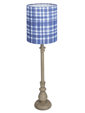 GANZ - Greywash Buffet Lamp With Blue Plaid Shade GREY