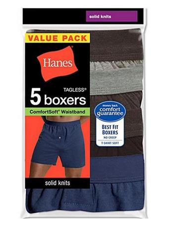 HANES - 5 Pack Knit Boxer ASSORTED