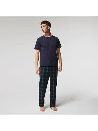 LACOSTE - Short-Sleeve Pyjama T-Shirt With Three-Tone Round Neck NAVY
