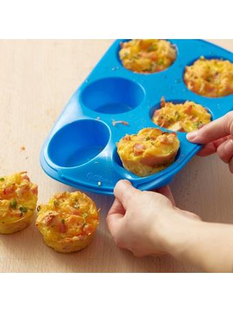 WILTON - Easy-Flex Silicone Muffin and Cupcake Pan, 6 Cup - Blue No Color