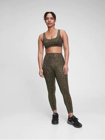 GAP - High Rise Power Compression Recycled 7/8 Leggings OLIVE LEOPARD