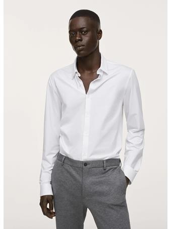MANGO - Slim Fit Stretch Cotton Suit Shirt WHITE