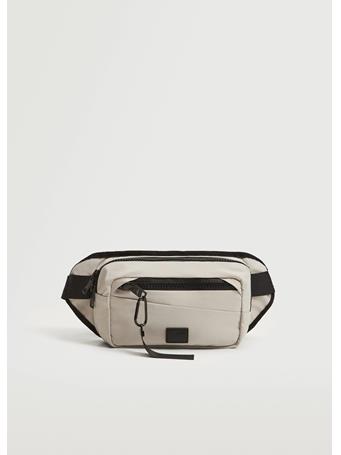 MANGO - Canvas Belt Bag With Zipper DK GREY