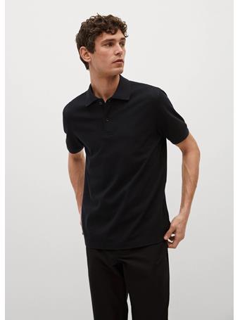 MANGO - Technical Cotton Piqué Polo Shirt BLACK