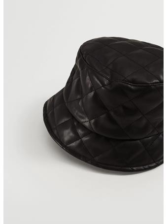 MANGO - Leather Effect Bucket Hat BLACK