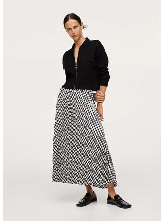 MANGO - Printed Pleated Skirt BLACK