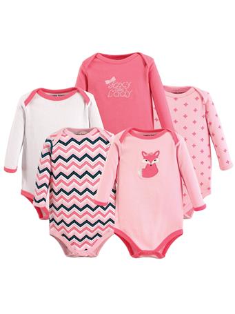 BABYVISION - Luvable Friends Cotton Long-Sleeve Bodysuits PINK