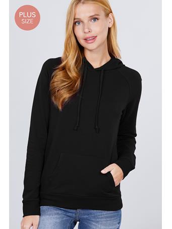 ACTIVE BASIC - French Terry Pullover Hoodie BLACK