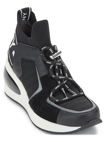 DKNY - Bridgette Wedge Sneaker BLACK/WHITE