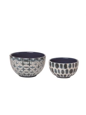 TRANSPAC - Set 2 DOL Shibori Nested Bowls BLUE