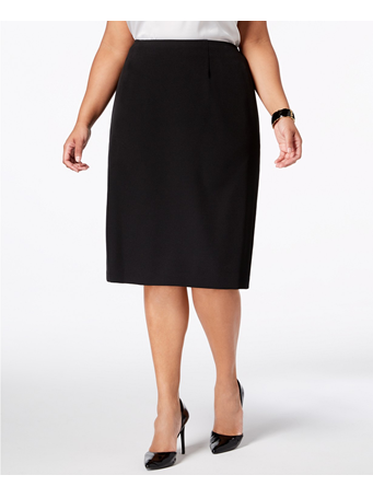 KASPER - Stretch Crepe Skimmer Skirt  - Available in Plus Sizes BLACK