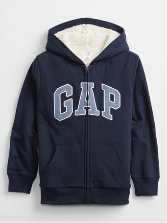 GAP - Logo Sherpa Lined Zipper Sweatshirt BLUE GALAXY