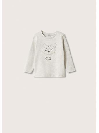 MANGO - Embroidered Long-sleeved T-shirt 91GREY