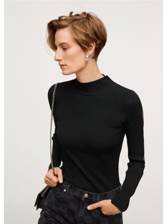 MANGO - Ribbed Sweater With Slits BLACK