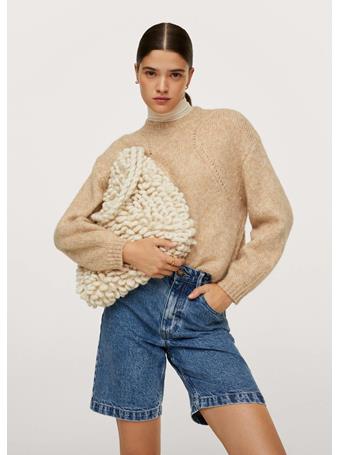 MANGO - Knitted Cropped Sweater MEDIUM BROWN