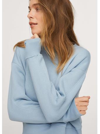 MANGO - Textured Cotton-blend Sweatshirt MEDIUM BLUE
