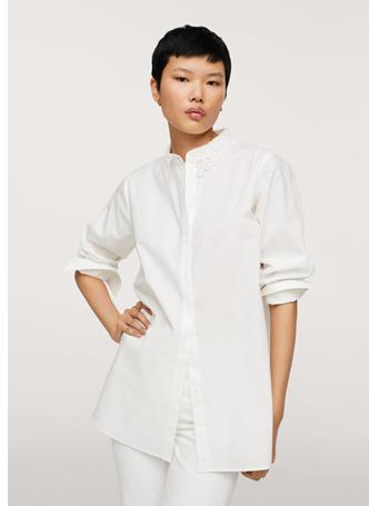 MANGO - Openwork Neck Shirt NATURAL WHITE