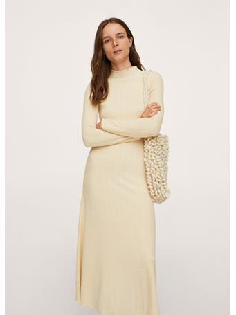 MANGO - Ribbed Knit Dress NATURAL WHITE